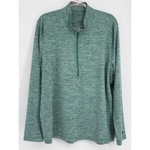 Graham Luxe Mens Green Space Dye Quarter Zip Pullover Performance Shirt‎ Sz XL